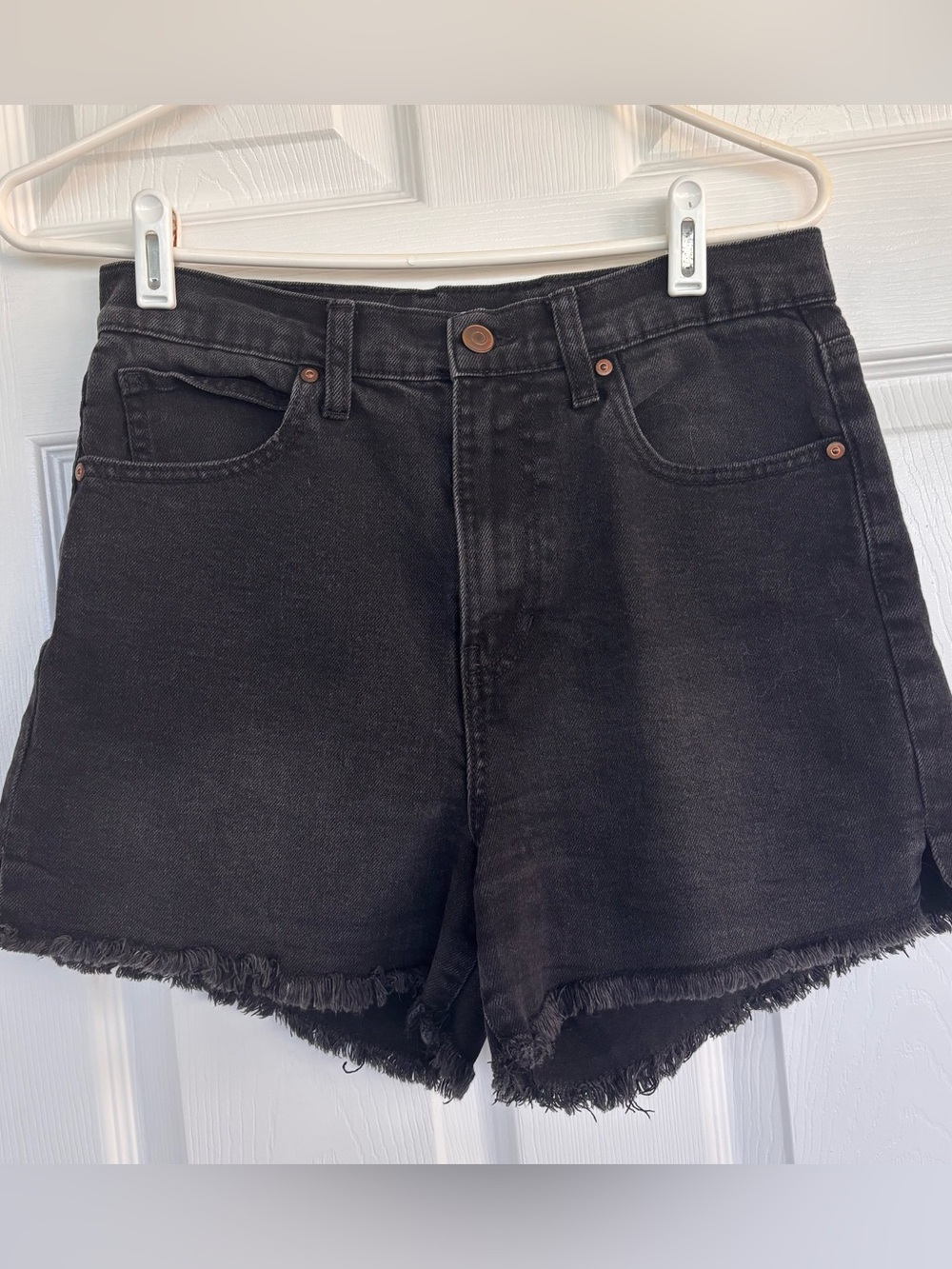 Celebrity Pink Black High-Rise Frayed Hem Denim Shorts